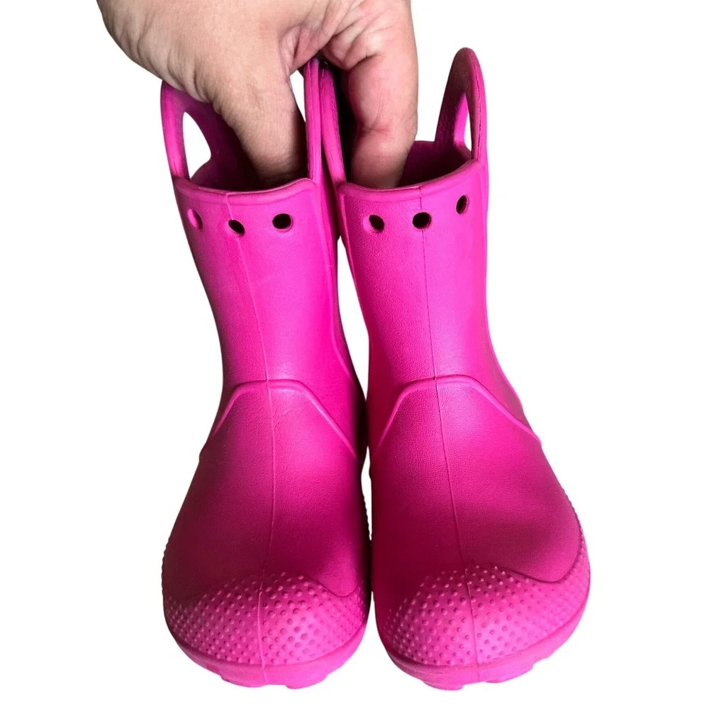 Croc Handle It Rain Boots Toddler Girl 8C Pink Crush Waterproof Outdoor Kidcore